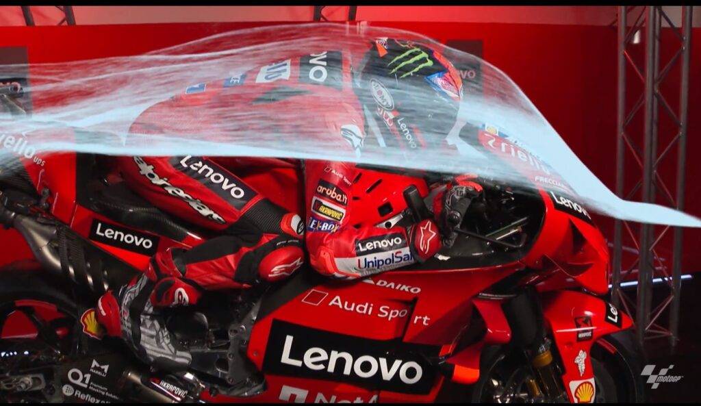 La Ducati Desmosedici GP MotoGP nella galleria del vento per lo sviluppo dell'aerodinamica