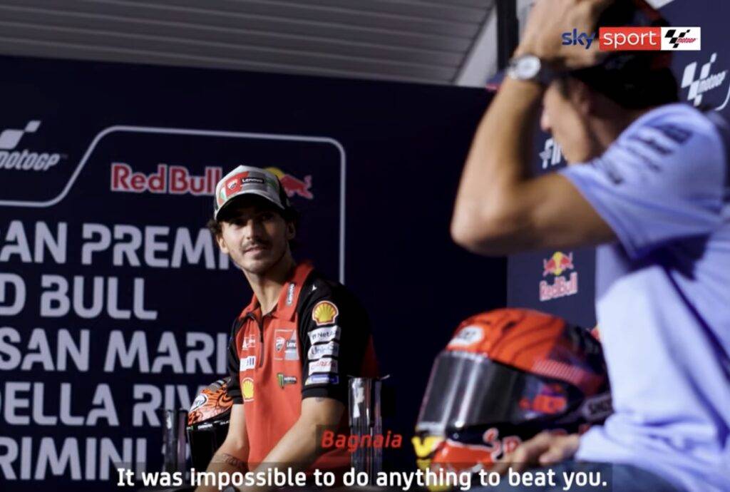 Litigi? Ma avete visto come Pecco Bagnaia si è complimentato con Marquez in conferenza stampa a Misano?